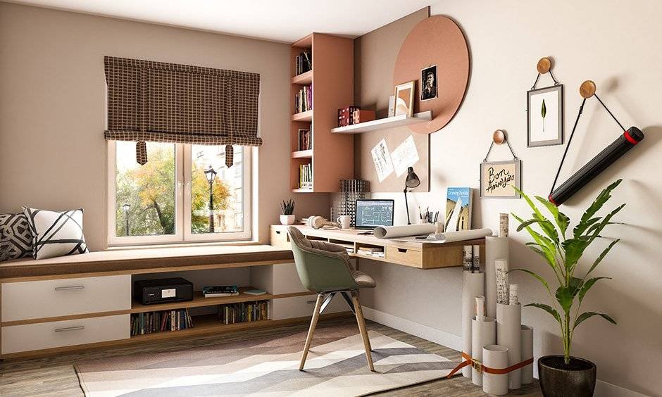 modern home office with natural light