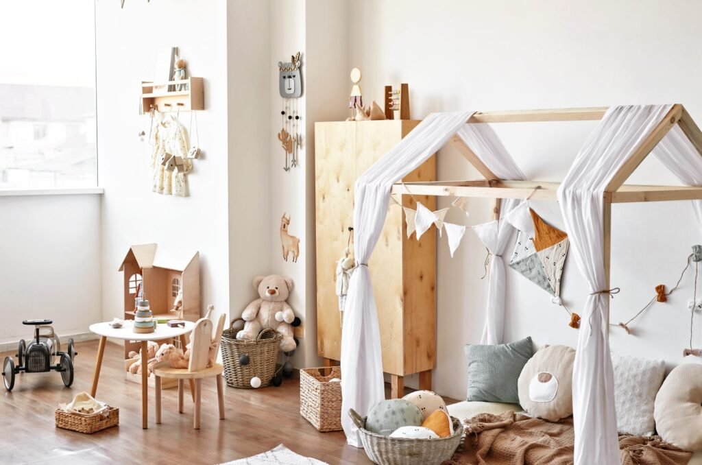 playful kids room with bold colors