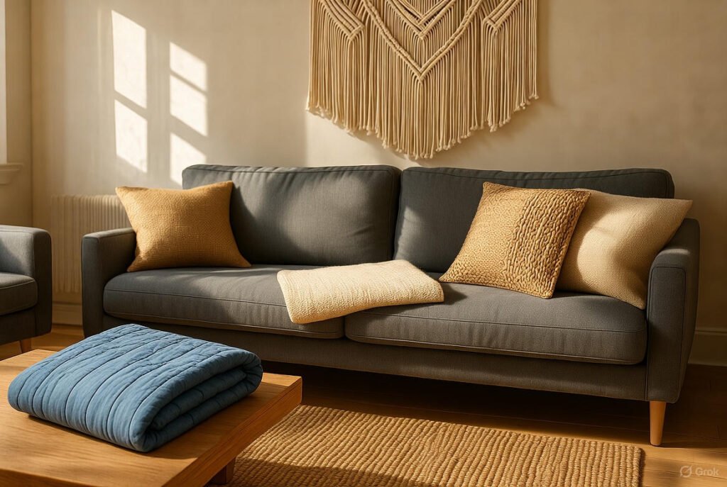 best sustainable textile ideas 2025 living room hemp pillow